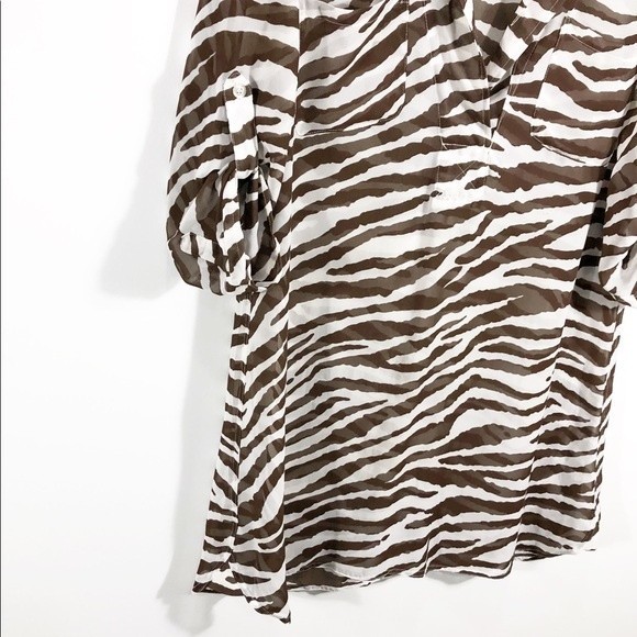 New York & Co Zebra Brown Print Sheer Swim Coverup - Picture 6 of 7